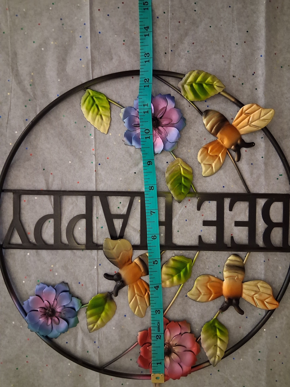 Bee Happy Metal Floral Hanging Decor - Multicolor - Picture 4 of 4